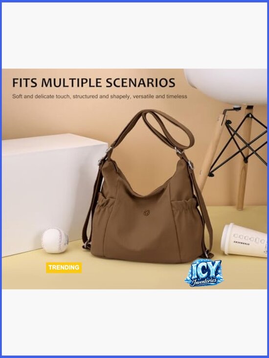 Convertible Nylon Tote Backpack Crossbody Bag for Women